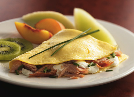 Smoked Salmon, Cream Cheese and Chive Omelet Recipe