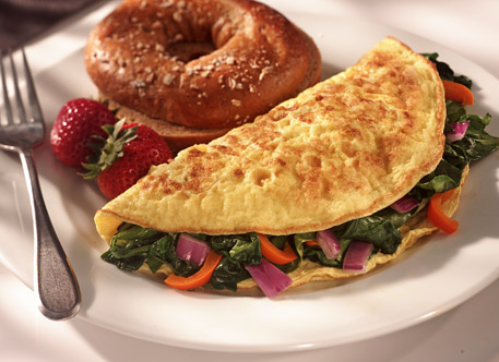 Spinach and Orange Bell Pepper Omelet Recipe