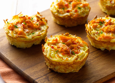 Smoked Salmon and Chive Hash Brown Cups